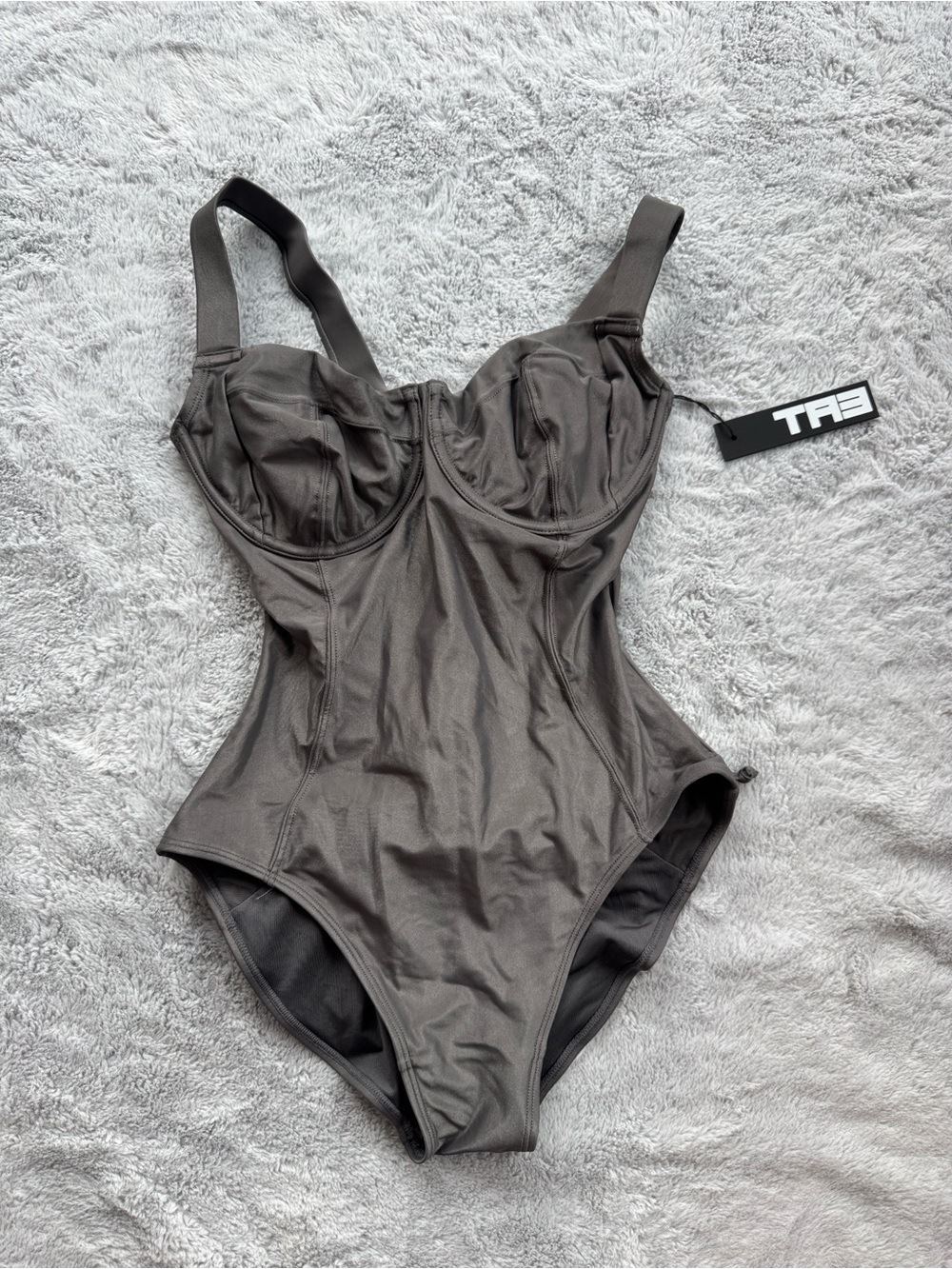 TA3 Lifty Snatched Waist Corset Swimsuit Pewter Small Short